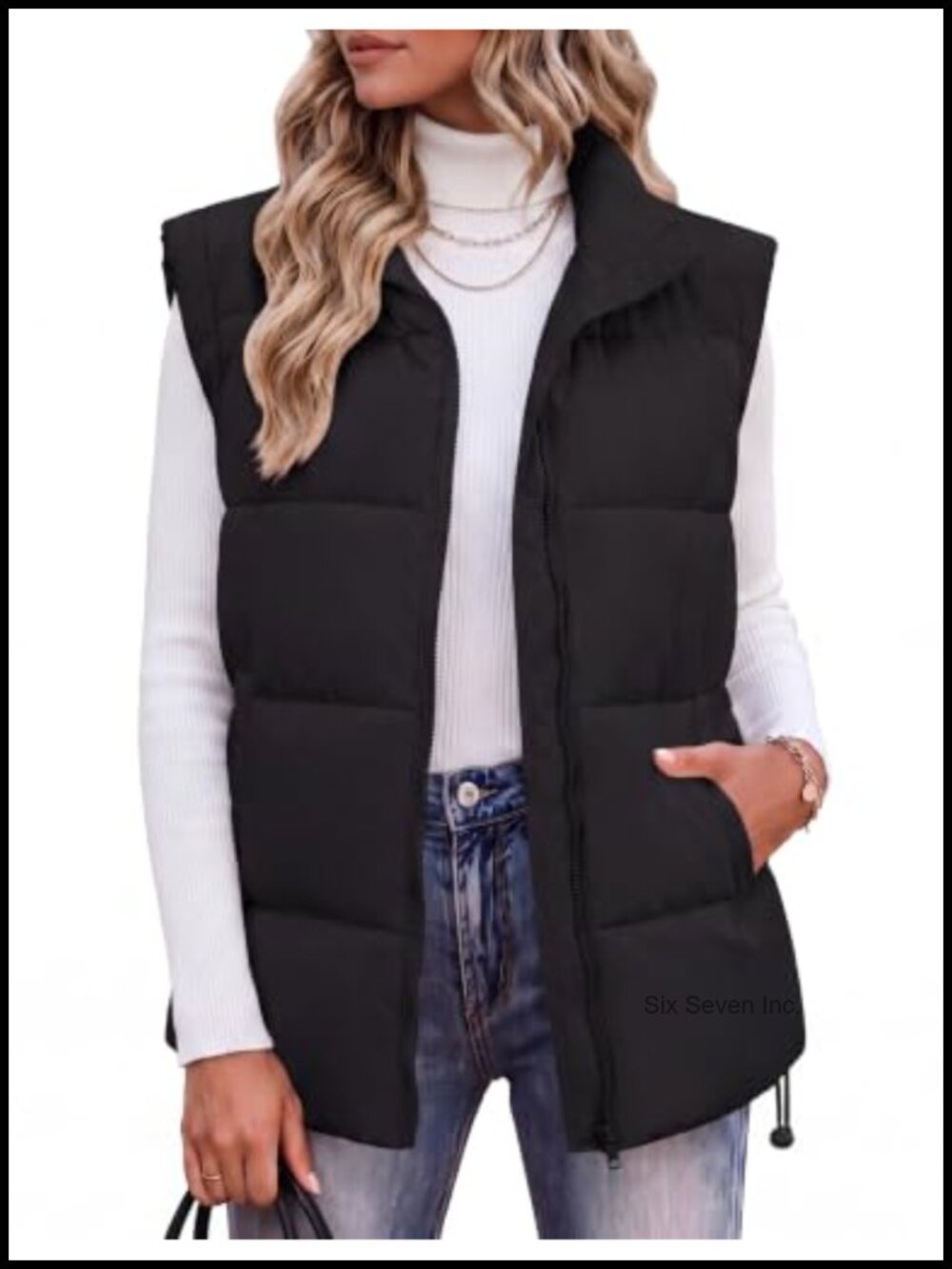 Womens Lightweight Quilted Puffer Vest Sleeveless Zip Up Winter Coat